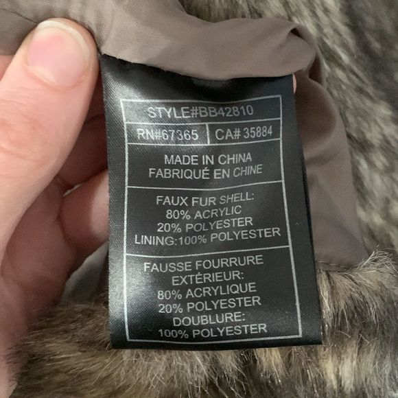 Bb Dakota jacket faux fur clasp coat collar waist length lined brown plush med - Picture 5 of 10